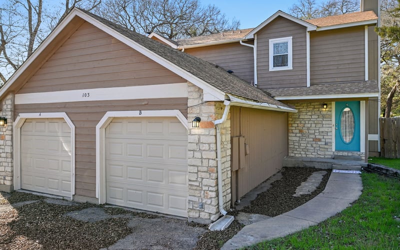 Front home exterior with attached garage